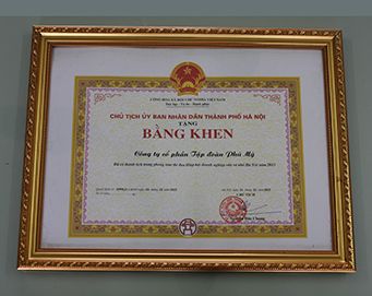 Bằng khen của Chủ tịch ủy ban nhân dân thành phố Hà Nội: “Đã có thành tích trong phong trào thi đua Hiệp hội doanh nghiệp vừa và nhỏ Hà Nội năm 2015”